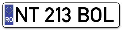 Placuta inmatriculare numar auto  NT-213-BOL, NT 213 BOL, NT213BOL