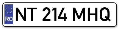 Placuta inmatriculare numar auto  NT-214-MHQ, NT 214 MHQ, NT214MHQ