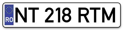 Placuta inmatriculare numar auto  NT-218-RTM, NT 218 RTM, NT218RTM