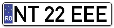 Placuta inmatriculare numar auto  NT-22-EEE, NT 22 EEE, NT22EEE