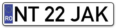 Placuta inmatriculare numar auto  NT-22-JAK, NT 22 JAK, NT22JAK