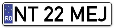 Placuta inmatriculare numar auto  NT-22-MEJ, NT 22 MEJ, NT22MEJ