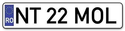 Placuta inmatriculare numar auto  NT-22-MOL, NT 22 MOL, NT22MOL