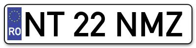 Placuta inmatriculare numar auto  NT-22-NMZ, NT 22 NMZ, NT22NMZ