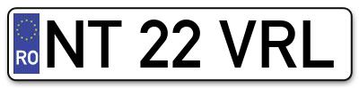 Placuta inmatriculare numar auto  NT-22-VRL, NT 22 VRL, NT22VRL
