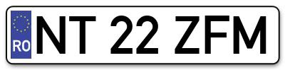 Placuta inmatriculare numar auto  NT-22-ZFM, NT 22 ZFM, NT22ZFM