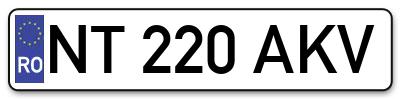 Placuta inmatriculare numar auto  NT-220-AKV, NT 220 AKV, NT220AKV