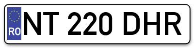 Placuta inmatriculare numar auto  NT-220-DHR, NT 220 DHR, NT220DHR