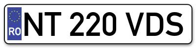 Placuta inmatriculare numar auto  NT-220-VDS, NT 220 VDS, NT220VDS