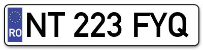 Placuta inmatriculare numar auto  NT-223-FYQ, NT 223 FYQ, NT223FYQ