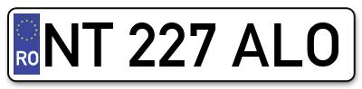 Placuta inmatriculare numar auto  NT-227-ALO, NT 227 ALO, NT227ALO