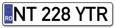 Placuta inmatriculare numar auto  NT-228-YTR, NT 228 YTR, NT228YTR