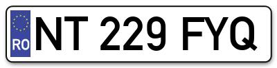 Placuta inmatriculare numar auto  NT-229-FYQ, NT 229 FYQ, NT229FYQ