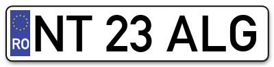 Placuta inmatriculare numar auto  NT-23-ALG, NT 23 ALG, NT23ALG