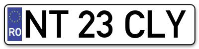 Placuta inmatriculare numar auto  NT-23-CLY, NT 23 CLY, NT23CLY