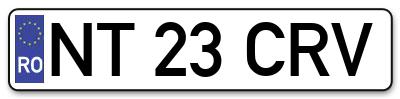 Placuta inmatriculare numar auto  NT-23-CRV, NT 23 CRV, NT23CRV