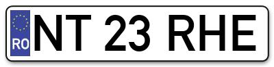 Placuta inmatriculare numar auto  NT-23-RHE, NT 23 RHE, NT23RHE