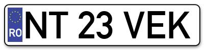 Placuta inmatriculare numar auto  NT-23-VEK, NT 23 VEK, NT23VEK
