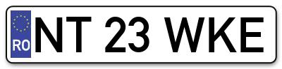 Placuta inmatriculare numar auto  NT-23-WKE, NT 23 WKE, NT23WKE