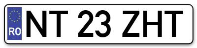 Placuta inmatriculare numar auto  NT-23-ZHT, NT 23 ZHT, NT23ZHT