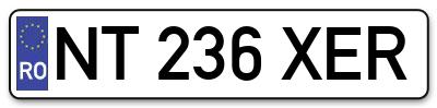 Placuta inmatriculare numar auto  NT-236-XER, NT 236 XER, NT236XER