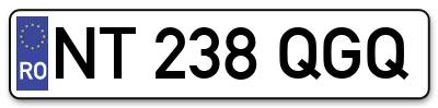 Placuta inmatriculare numar auto  NT-238-QGQ, NT 238 QGQ, NT238QGQ