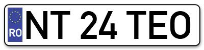 Placuta inmatriculare numar auto  NT-24-TEO, NT 24 TEO, NT24TEO