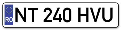 Placuta inmatriculare numar auto  NT-240-HVU, NT 240 HVU, NT240HVU