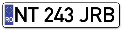 Placuta inmatriculare numar auto  NT-243-JRB, NT 243 JRB, NT243JRB