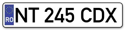 Placuta inmatriculare numar auto  NT-245-CDX, NT 245 CDX, NT245CDX