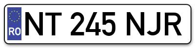 Placuta inmatriculare numar auto  NT-245-NJR, NT 245 NJR, NT245NJR