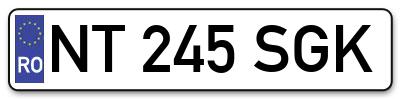 Placuta inmatriculare numar auto  NT-245-SGK, NT 245 SGK, NT245SGK