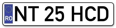 Placuta inmatriculare numar auto  NT-25-HCD, NT 25 HCD, NT25HCD
