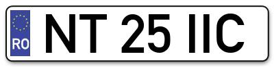 Placuta inmatriculare numar auto  NT-25-IIC, NT 25 IIC, NT25IIC