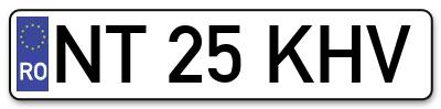Placuta inmatriculare numar auto  NT-25-KHV, NT 25 KHV, NT25KHV