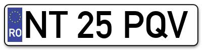 Placuta inmatriculare numar auto  NT-25-PQV, NT 25 PQV, NT25PQV