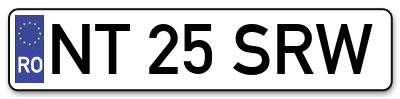 Placuta inmatriculare numar auto  NT-25-SRW, NT 25 SRW, NT25SRW