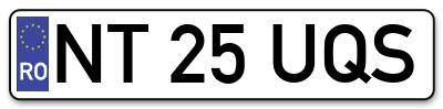 Placuta inmatriculare numar auto  NT-25-UQS, NT 25 UQS, NT25UQS