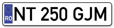 Placuta inmatriculare numar auto  NT-250-GJM, NT 250 GJM, NT250GJM
