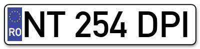 Placuta inmatriculare numar auto  NT-254-DPI, NT 254 DPI, NT254DPI