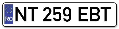 Placuta inmatriculare numar auto  NT-259-EBT, NT 259 EBT, NT259EBT