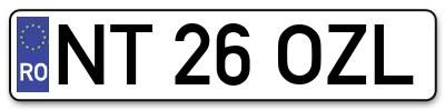 Placuta inmatriculare numar auto  NT-26-OZL, NT 26 OZL, NT26OZL