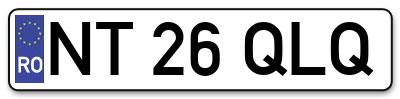 Placuta inmatriculare numar auto  NT-26-QLQ, NT 26 QLQ, NT26QLQ