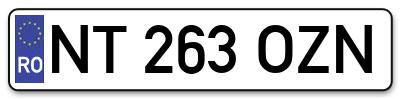 Placuta inmatriculare numar auto  NT-263-OZN, NT 263 OZN, NT263OZN