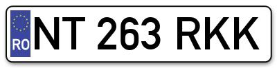 Placuta inmatriculare numar auto  NT-263-RKK, NT 263 RKK, NT263RKK