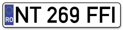 Placuta inmatriculare numar auto  NT-269-FFI, NT 269 FFI, NT269FFI