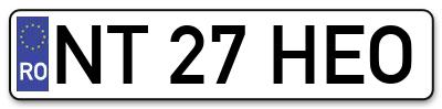 Placuta inmatriculare numar auto  NT-27-HEO, NT 27 HEO, NT27HEO
