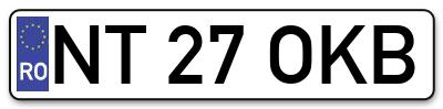 Placuta inmatriculare numar auto  NT-27-OKB, NT 27 OKB, NT27OKB