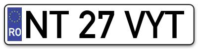 Placuta inmatriculare numar auto  NT-27-VYT, NT 27 VYT, NT27VYT