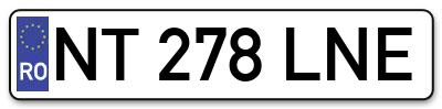 Placuta inmatriculare numar auto  NT-278-LNE, NT 278 LNE, NT278LNE